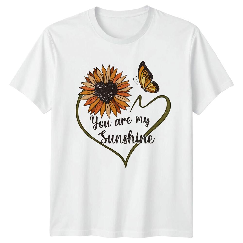 Butterfly Sunflower You Are My Sunshine Heart Nature Graphic TShirt