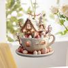 Cartoon Bunny Egg House Coffee Mug Decoration Easter Coffee Cup 2D Acrylic Ornaments 2026 Spring Home Party Supplies