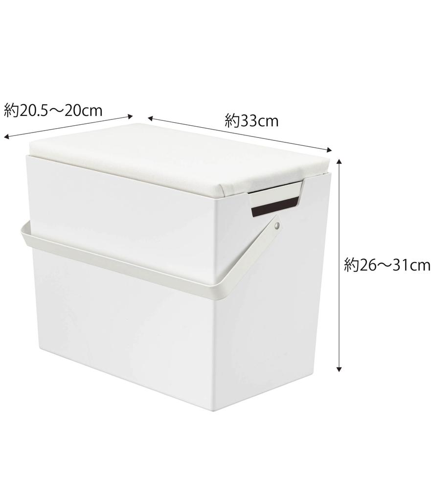 Yamazaki Jitsugyo 5457 Железный ящик для хранения с крышкой, которую можно гладить утюгом, с ручкой, белый, прибл.. Ш33XГ20.5~20XВ26~31 (включая ручку) см, башня,