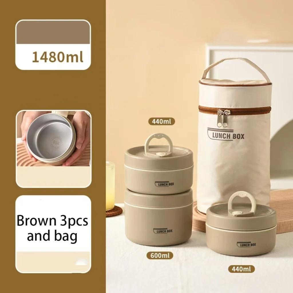 Portable Insulated Lunch Box 304 Stainless Steel Insulated Bucket Lunch Box Insulated Box For Office Workers