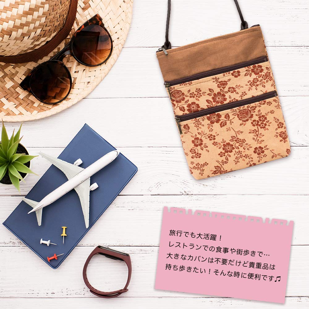 persimmon tannin dyed made in zipper [creareki] Pochette, canvas, Japan, ladies, seniors, lightweight, KS-115 (Small Liberty/Red Shell)