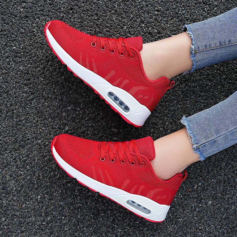 Women’s Black Running Sneakers Casual Red Sport Shoes White Walking Jogging Shoes Over Sized