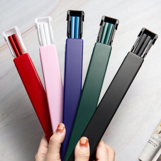 1 Set Stainless Steel Chopsticks with Case Reusable Easy To Clean Rustproof Non-slip Eating Dishwasher