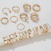 Gold/Silver Wave Joint Rings Set Alloy Love Chain Joint Ring New Multi Style Ring Set  Woman