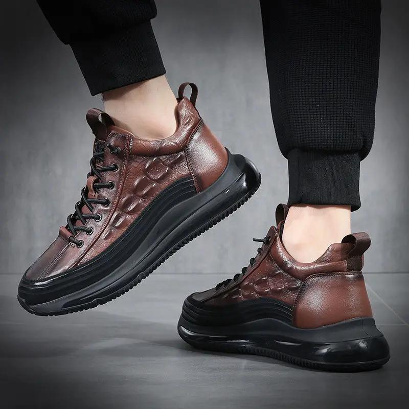 2024 Осень Аллигатор узор Мужские кроссовки на шнуровке Повседневная платформа Вулканизированная обувь Мужские противоскользящие кроссовки Zapatillas Hombre