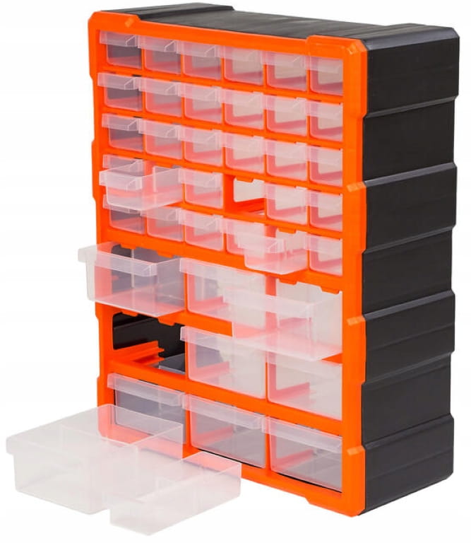 Wall-Mounted Plastic Workshop Organizer, 39 Drawers