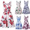 Женские повседневные платья-майки без рукавов с круглым вырезом, летнее платье с принтом для пляжа