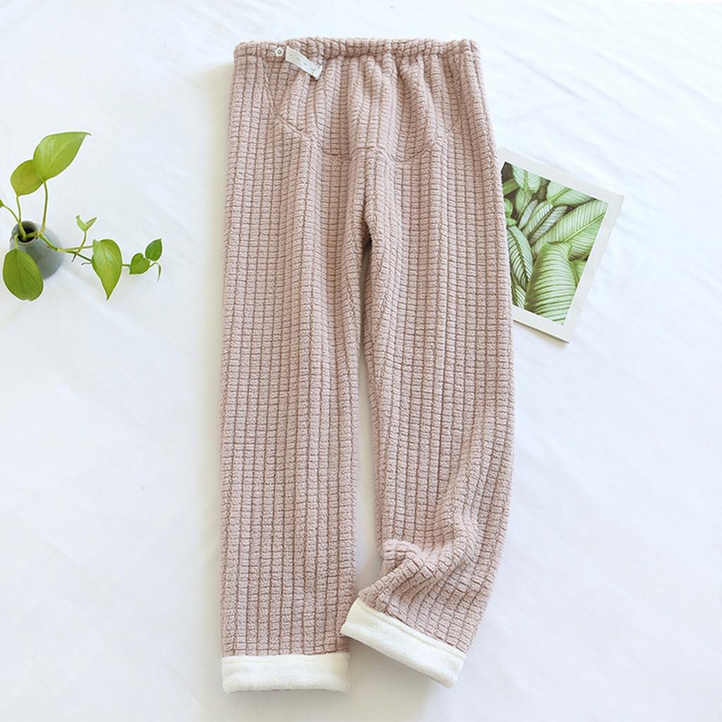 Женские повседневные теплые фланелевые домашние брюки с высокой талией и регулируемым кроем