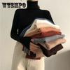 Women's Autumn and Winter Solid Color Thick Sweater Female Knitted Ribbed Pullover Sweater Long Sleeve Turtleneck Slim Soft Warm Sweater