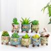 Garden Ceramic Succulent Plant Flowerpot Cute Bonsai Flower  Pot for Cactus Vase Desktop Ornaments