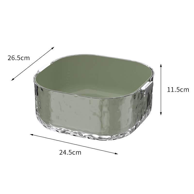 Six-Piece Double-Layer Vegetable Washing Basket and Colander Set for Kitchen and Living Room