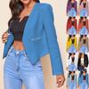 Новый женский черный блейзер 2025 года, повседневная офисная одежда на молнии с лацканами с вырезом, универсальная верхняя одежда для делового повседневного стиля