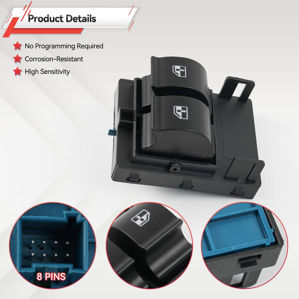 Car Power Window Control Switch Button 735461275 For Peugeot Bipper Tepee Citroen Nemo Fiat Fiorino FT91954 662424 WS228 6490.G8