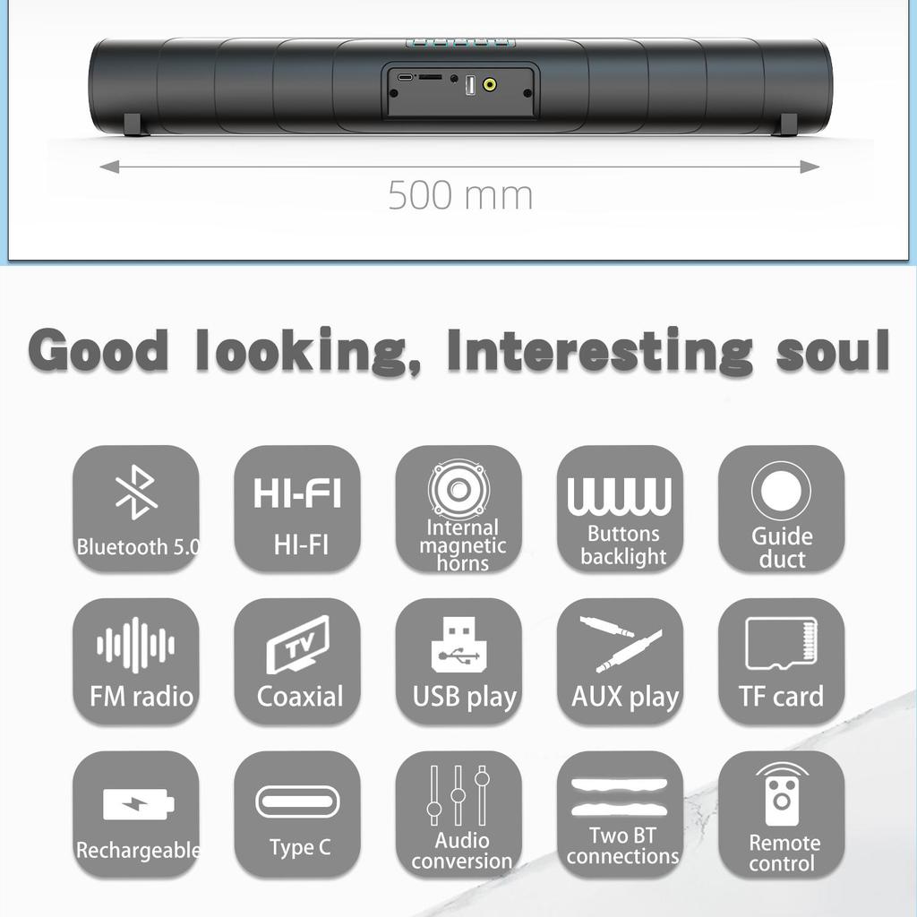 Беспроводная звуковая панель Bluetooth, динамик, проводной стереосистема объемного звучания, домашний кинотеатр, ТВ-система, TF-карта, USB-устройство для воспроизведения, пульт дистанционного управления, питание, звук, динамик