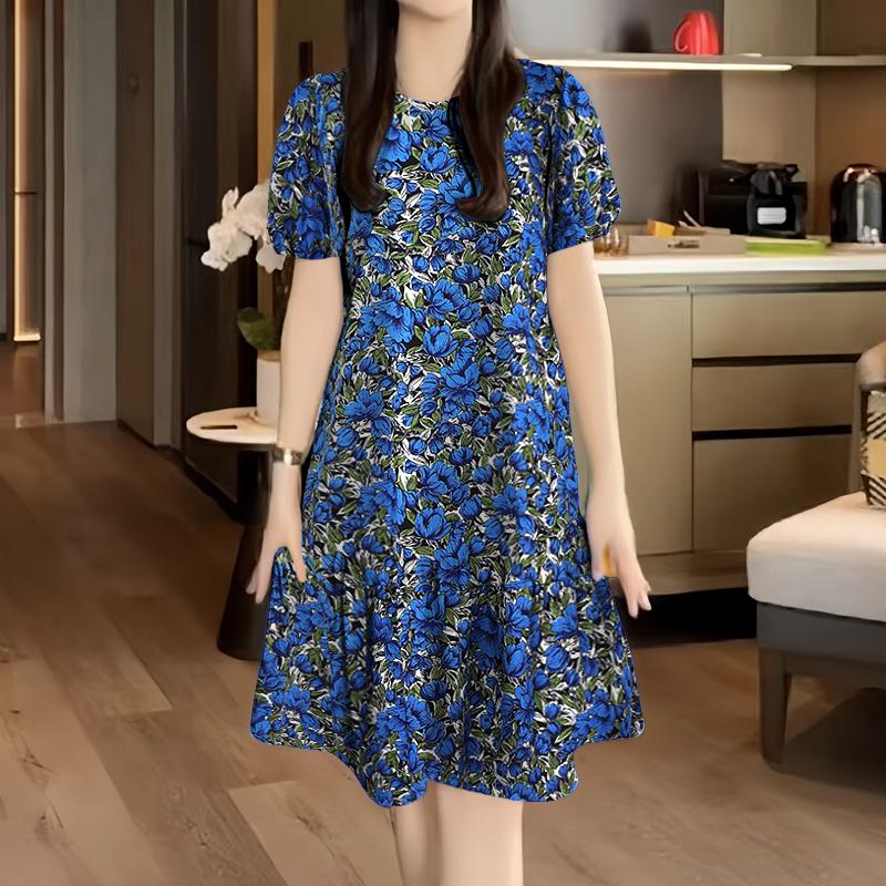 ZANZEA Women Casual Round Neck Short Sleeve Summer Floral Dress