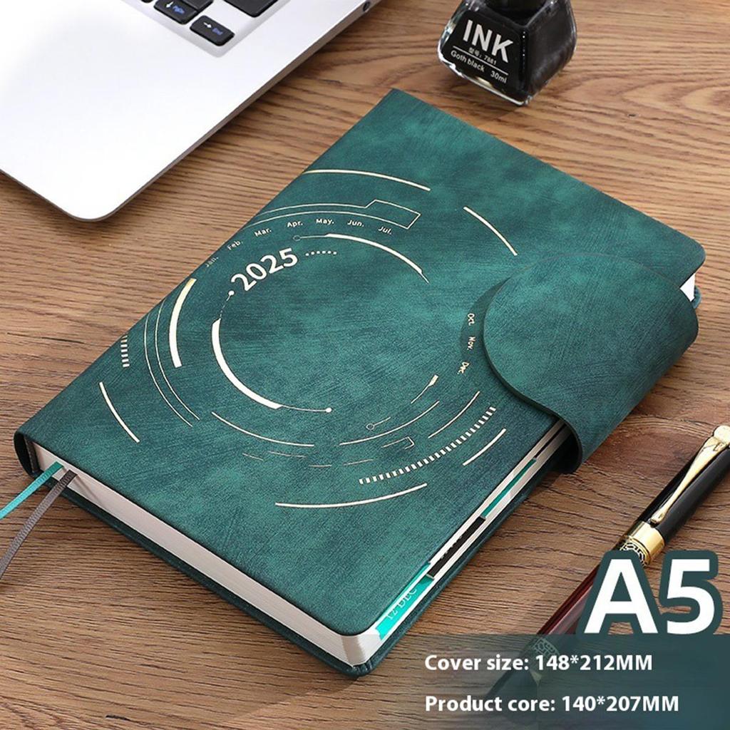 A5 Student Daily Planner, 2025 Diary, Buckle 365-day Planner, Thickened Business Meeting Record Book, Memo, 202 Sheets 404 Pages