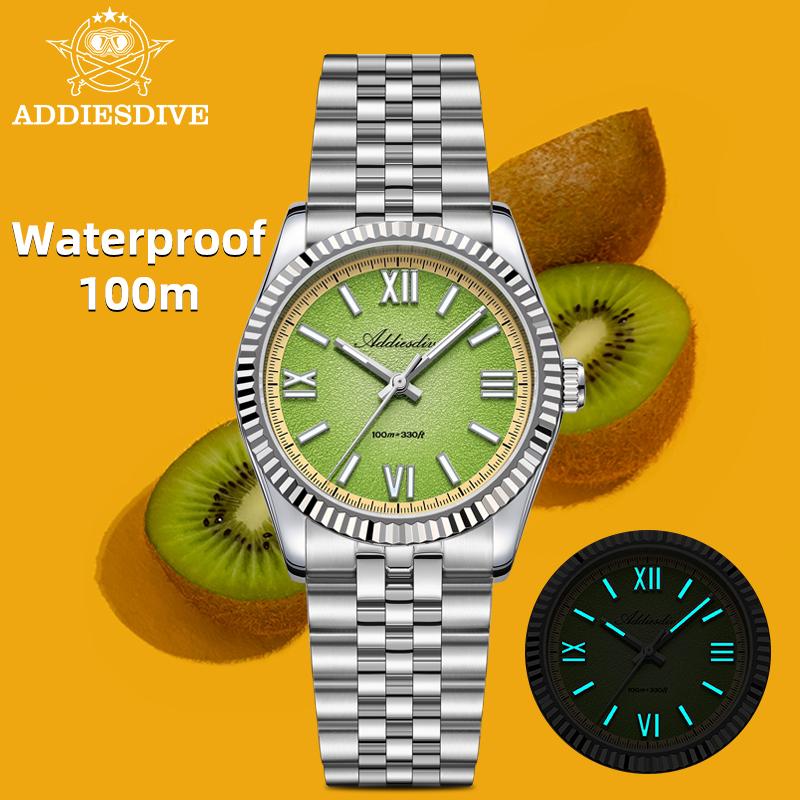 ADDIESDIVE Stainless Steel NEW Quartz Watches For Men AD2535 Reloj Hombre Colorful Dial Watch Super Luminous Simple Wristwatches