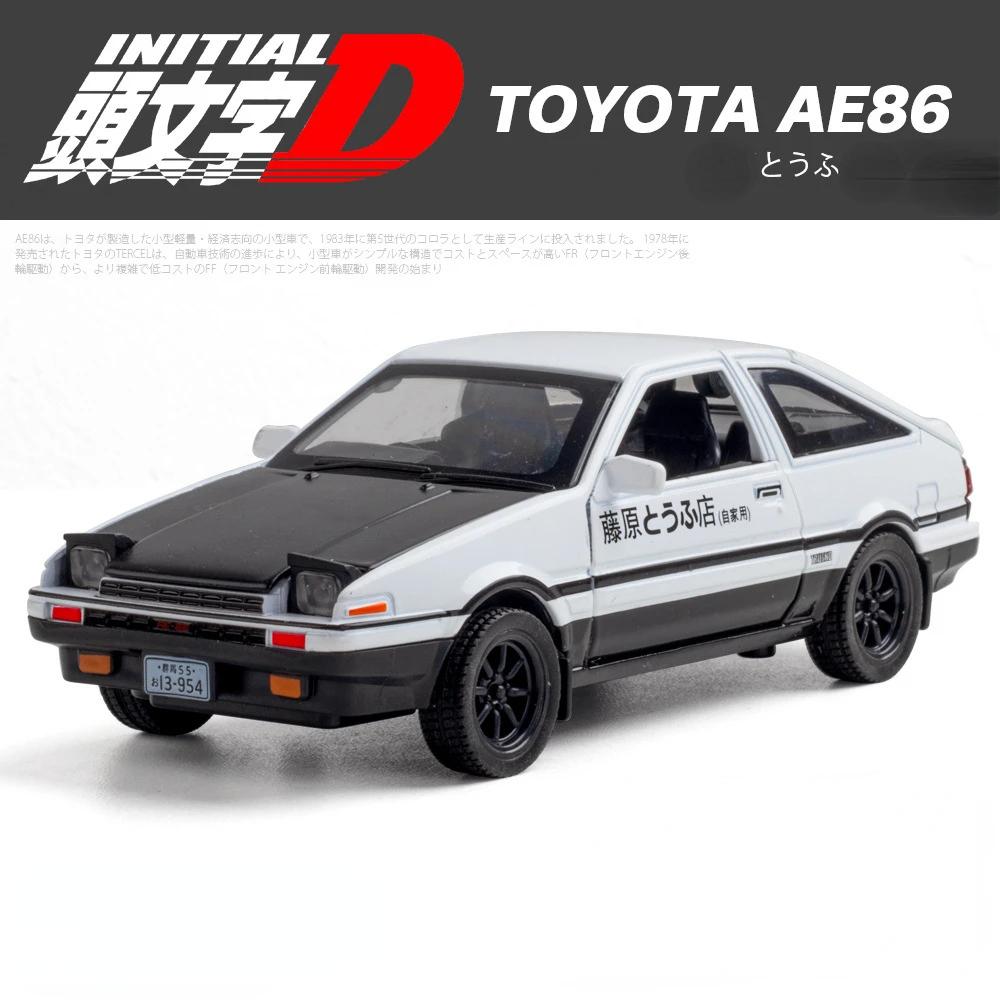 1/32 Toyota  AE86 Toy Car Diecast Miniature Model Pull Back Sound Light Doors Openable Educational Collection Gift Kids A151
