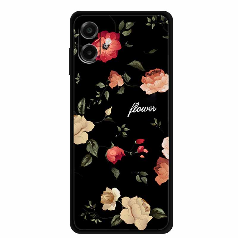 3D Силиконовый Чехол Для Samsung Galaxy A07 4G Чехол Рельефный Тиснение Цветы Черный Мягкая Задняя Крышка Чехлы Для Samsung Galaxy A17 Чехлы