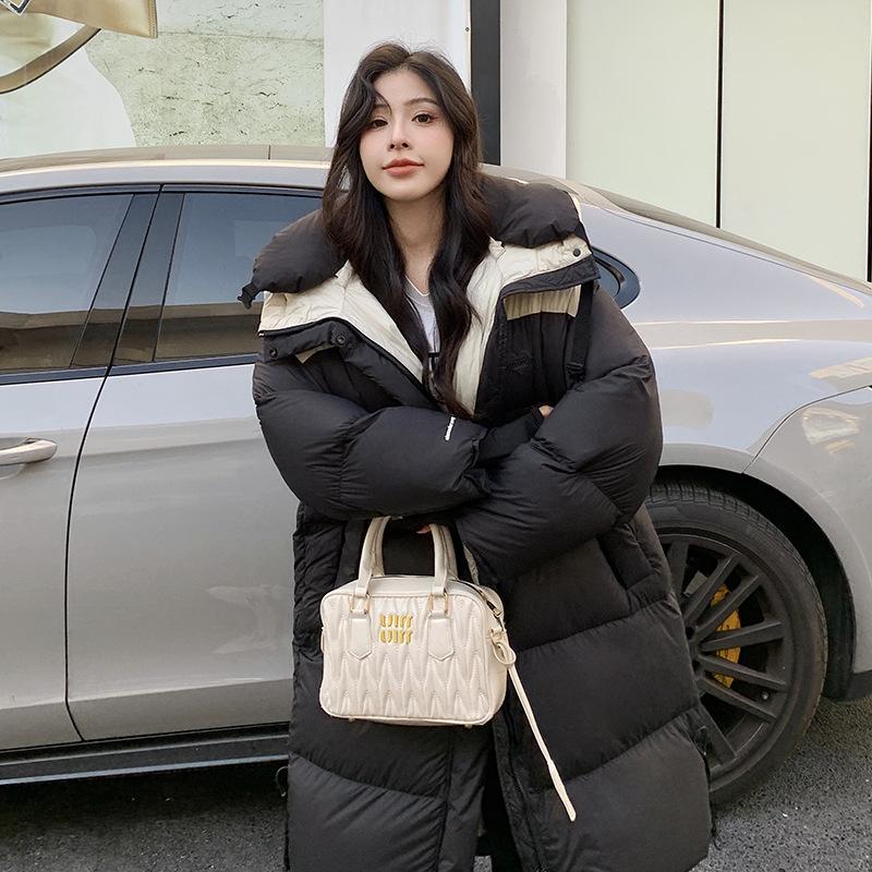 Хлопковая одежда в тон для женщин, зимняя новинка, длинное теплое утолщенное пальто «Любовный хлеб» свободного кроя в корейском стиле.