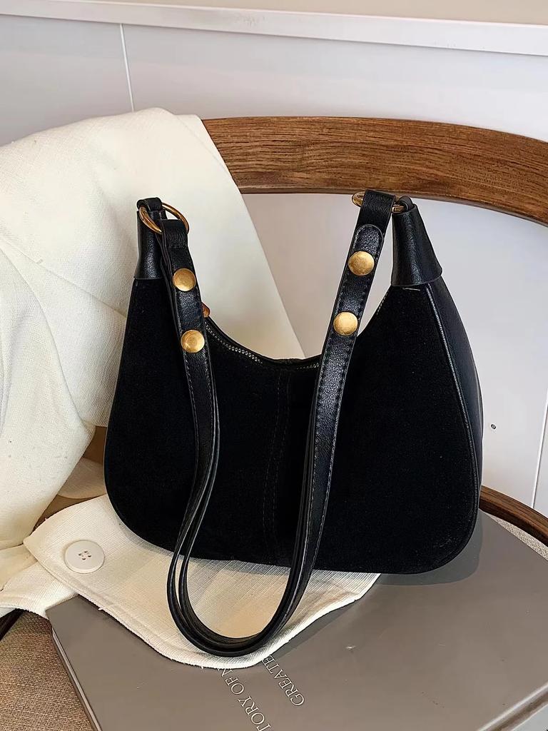 Модные сумки через плечо из искусственной замши и искусственной ПУ в форме полумесяца, осенний новый стиль, темперамент, чувство роскоши, сумки через плечо