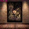 Witch and Snake Gothic Wall Art Oil Painting Retro Frameless