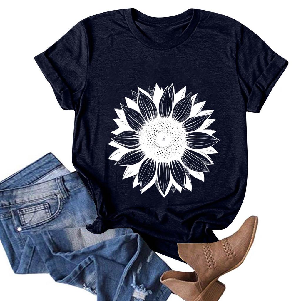 Женская модная повседневная футболка с круглым вырезом и принтом, пуловер с короткими рукавами, топ