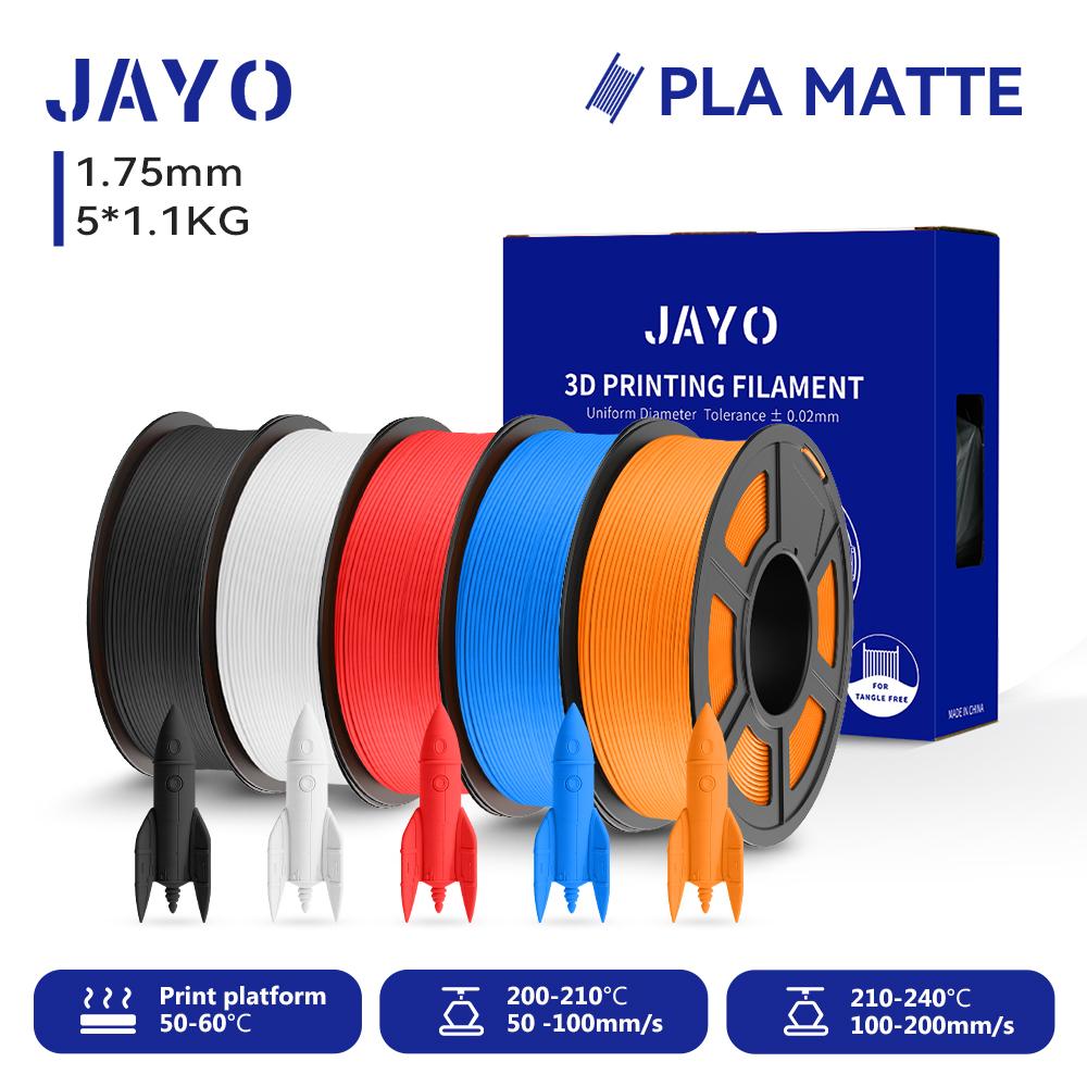 JAYO 5 катушек 3D PLA Матовый Филамент для 3D-принтера 1,75 мм+/-0,02 мм 100% Без пузырьков Нетоксичный Материалы для 3D-печати для 3D-принтера и ручки