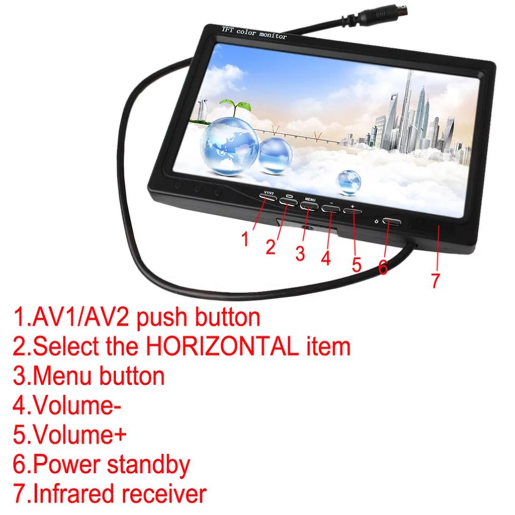 7-дюймовый HD-монитор TFT Автомобильный монитор HD 1024x600 Дисплей Встроенный AV-вход