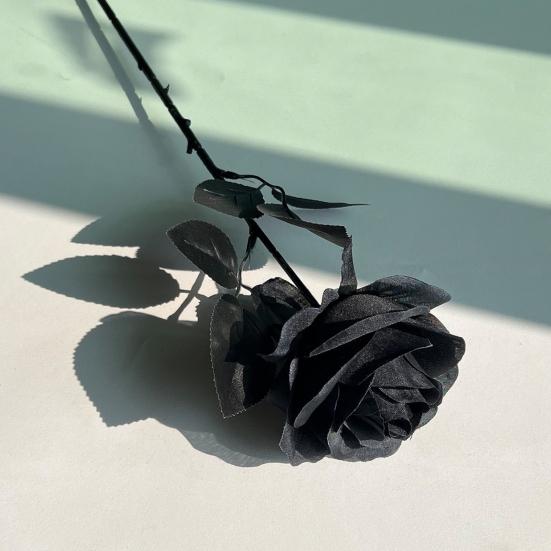 Готическая Искусственная Черная Роза Реалистичный Поддельный Шелковый Цветок Хэллоуин Домашний Офис Стол Центральная часть Искусственная Цветочная Ветка Цветочная Композиция Украшение