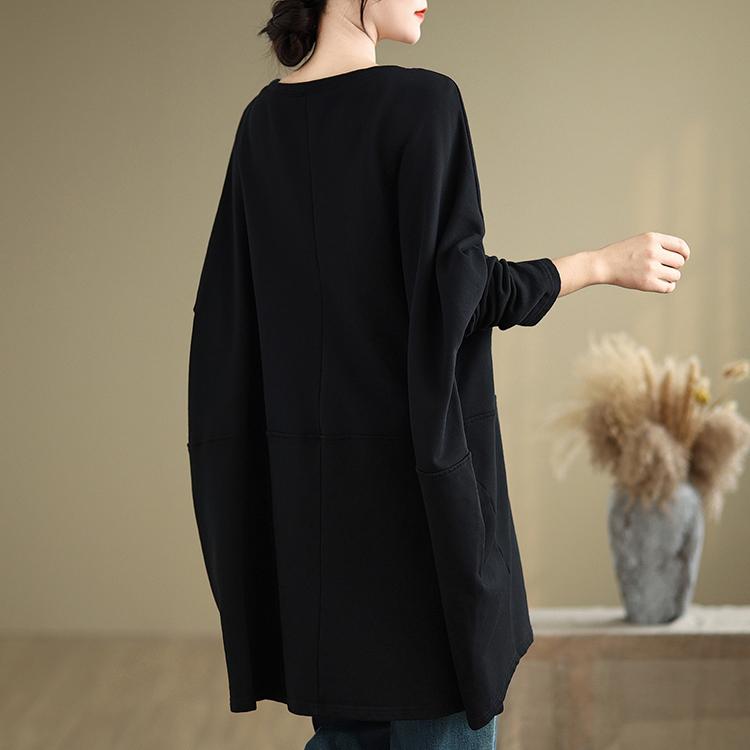 Dimanaf 2024 Пуловер Длинный Плюс Размер Осень Большая Футболка Женская Супер Длинный Рукав Свободная Белая Футболка Летучая Мышь