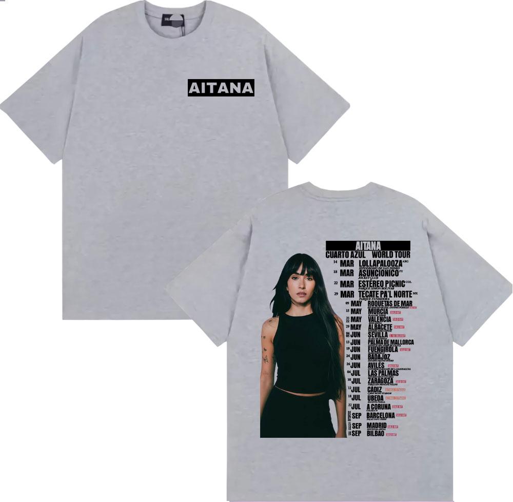 Aitana Cuarto Azul Wdrld Tour 2026 Tshirts Men Women Hip Hop Hipster High Street T Shirt Casual 100 Cotton Short Sleeve Tshirt