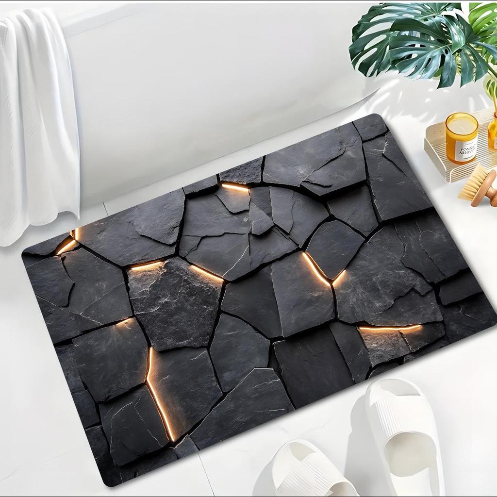 Черный коврик для ванной из диатомовой земли - Влаговпитывающий, Нескользящий, Износостойкий.