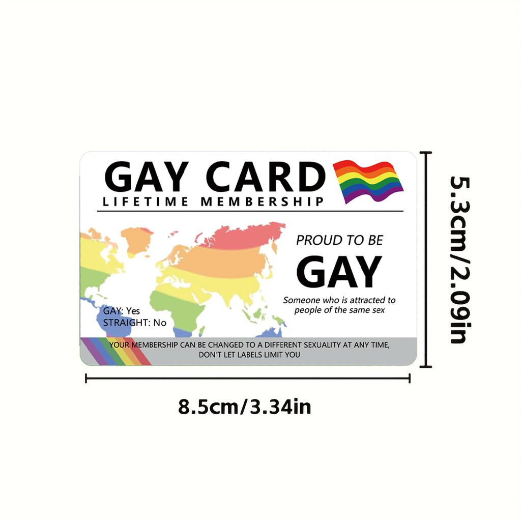 Gay Pride Lifetime Membership Card PVC Rainbow Stripes Double-Sided Glossy Finish Non-Stick Rectangular Decor Sign