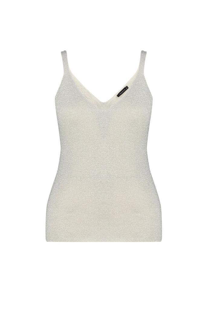 Women's Style Plus Size Gray Strappy Fine Knitted Glitter Blouse