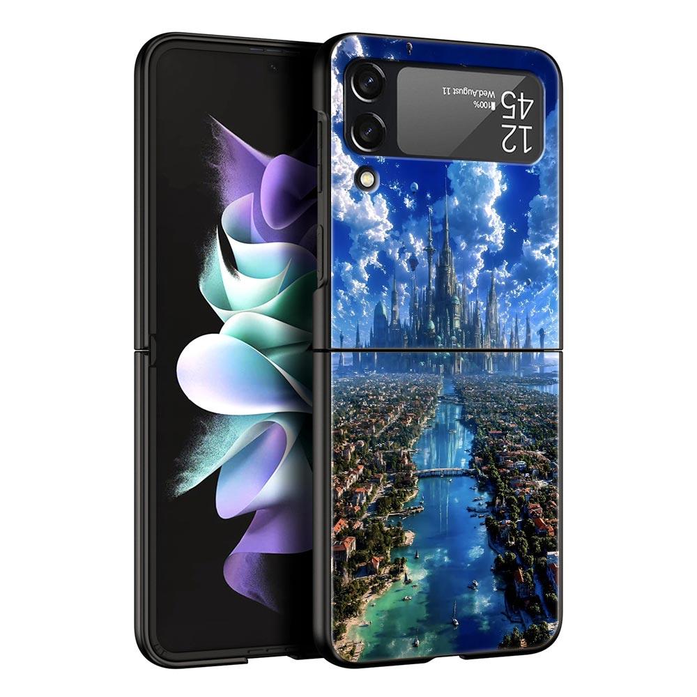Модный Чехол для Телефона Звездное Небо Вселенная Для Samsung Galaxy Z Flip3 Flip4 Flip5 Чехол-Оболочка Для Z Flip 3 4 5 6 7 Жесткая Складная Крышка