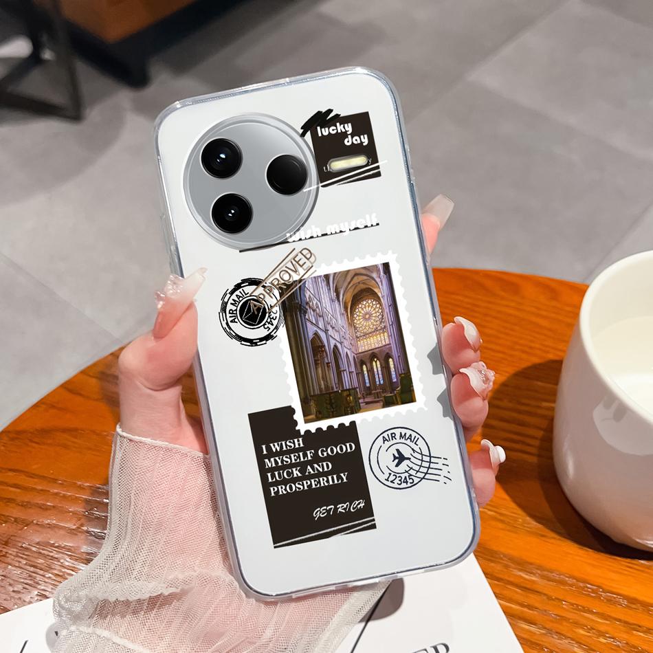 Чехол для POCO F7 Pro / F7 Ultra Летний Цветок Прозрачный Funda для POCO F 7 Мягкая Ультратонкая Задняя Крышка Телефона Ударопрочный Корпус