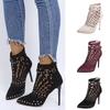 Gladiator Sandals Summer Spring Pointed Toe Rivets Studded Cut Out Caged Ankle Boots Stiletto Heel Women Shoes