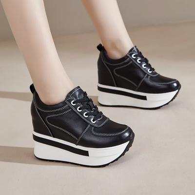 Внутренняя часть Высокая Толстая Подошва Повседневная Обувь Белые Туфли Модные Женские Туфли