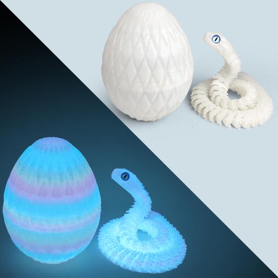 Яйцо змеи с напечатанной на 3D-принтере змеей внутри Подвижные суставы Фигурка змеи Шарнирная змея Настольная игрушка-непоседа Украшение Орнамент