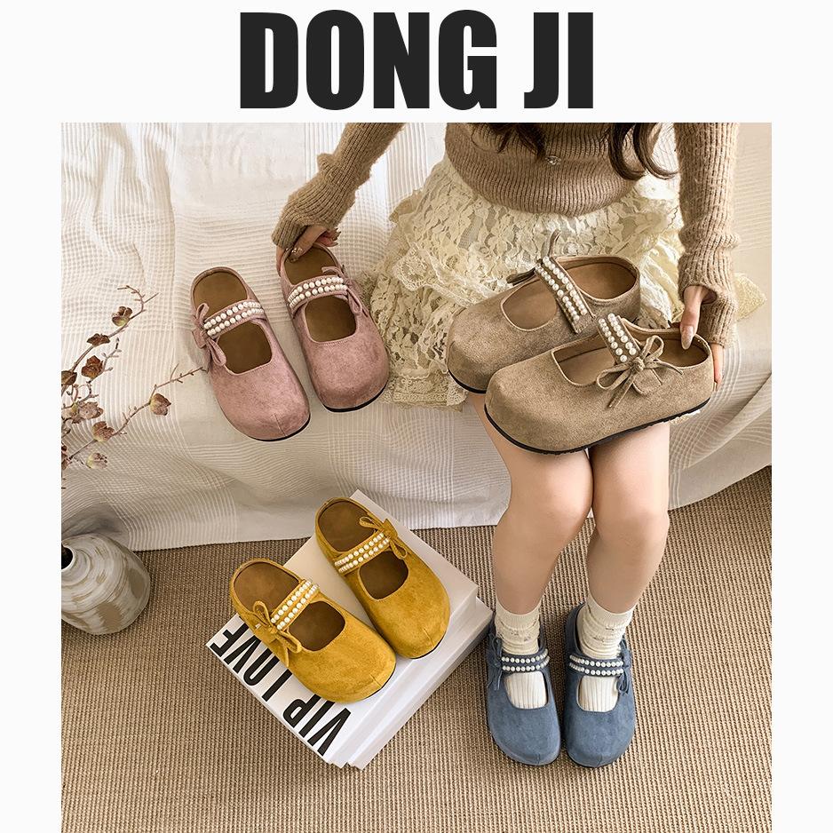 French Medium Heel Half Slippers Women's Outer Wear 2025 New Bag Head Temperament Mary Jane Women's Shoes One Pedal Slippers Sandals