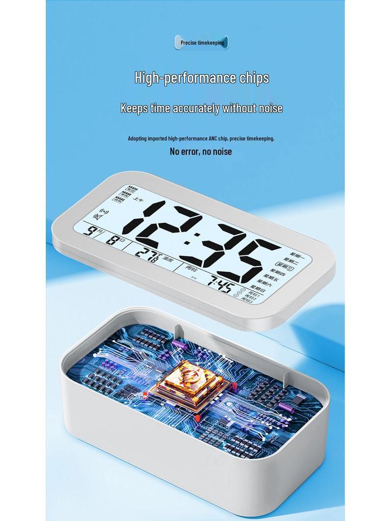 2024 Светящийся Бесшумный Умный Будильник для Студентов и Детей - Электронный, Перезаряжаемый, Идеальный Помощник для Пробуждения