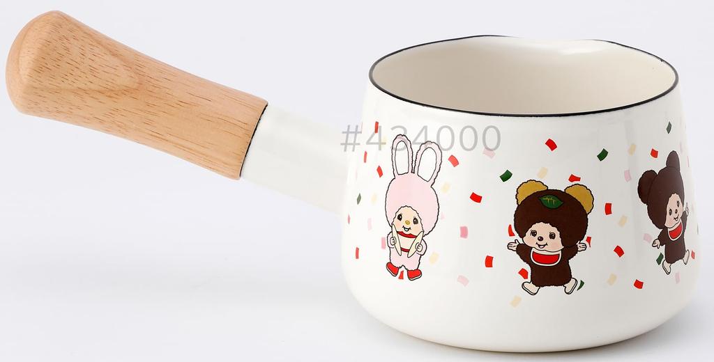 Fuji Enamel Monchhichi Milk Pan, 12cm, Let's! Parade Pattern, MN50A12M