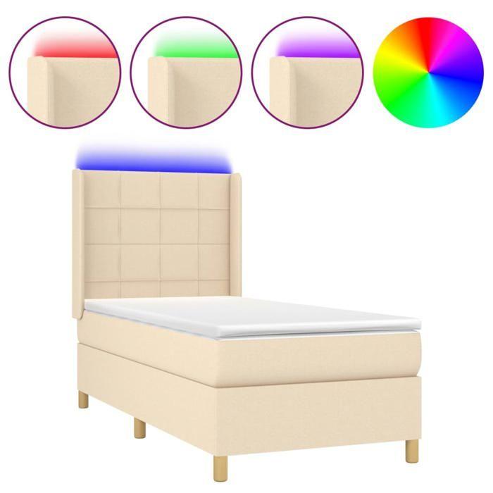 VidaXL Sommier à Lattes de Lit avec Matelas et LED, Lit Rembourré, Lit Simple, Lit Adulte de Chambre à Coucher Intérieur, 3138858