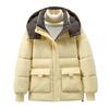 Winter Down Coat Padded Hooded Stand Collar Pockets Zip-up Parka Windproof Heat Retention Daily Cold Weather Outwear Cotton Jacket