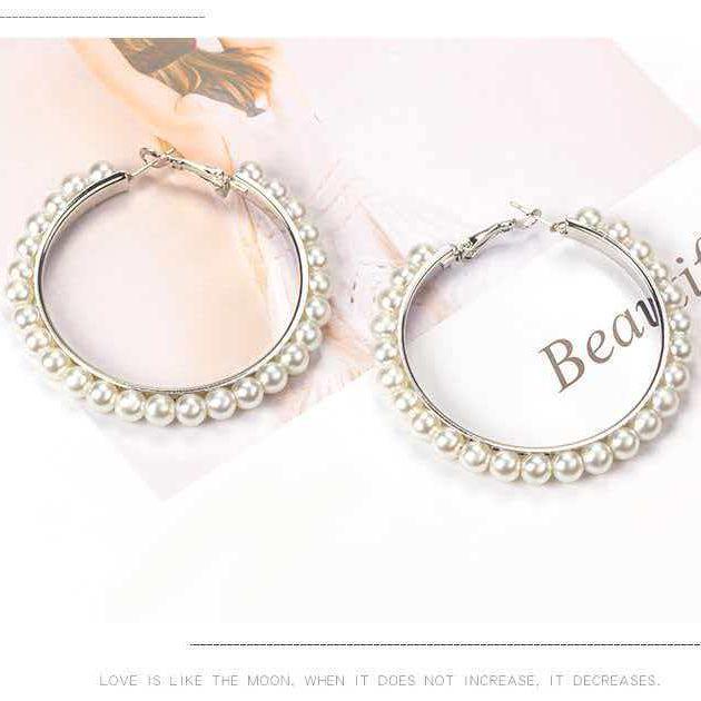 Gold & Silver Geometric Pearl Rice Bead Earrings - Trendy, Versatile, Retro E82