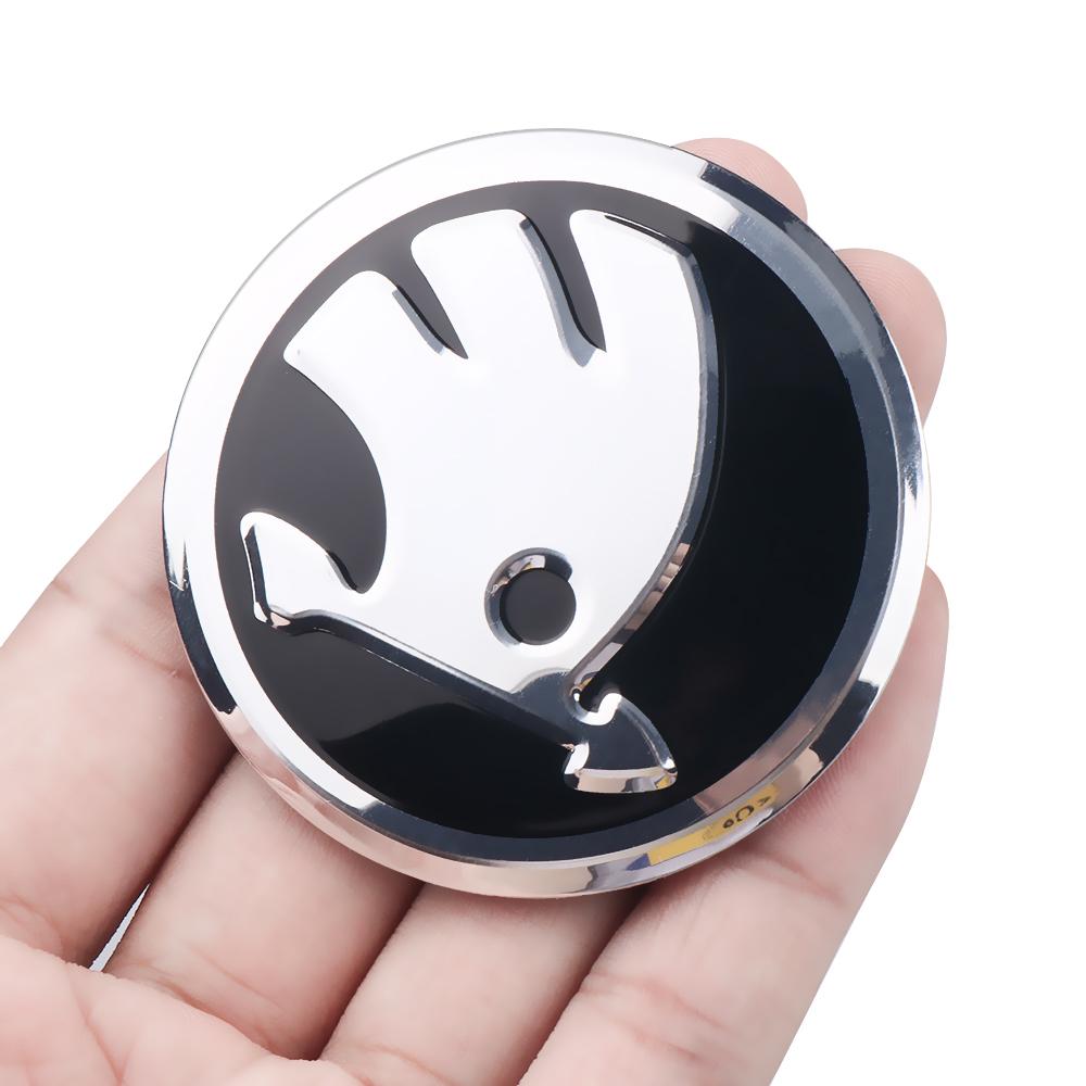AFL1 4Pcs Aluminum Car Styling Wheel Hub Caps Sticker Emblem Decoration Accessories For Skoda Kodiaq Octavia Enyaq Kamiq Scala Rapid
