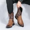 Мужская обувь Вестерн Мотоциклетные Рыцарские Ковбойские Ботинки Челси Мужская Обувь для Ходьбы Мужские Кожаные Мотоциклетные Ботинки Ручной Работы
