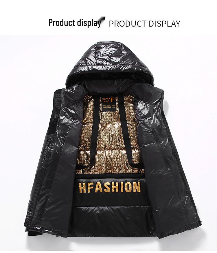 Unisex Black Gold Lightweight Mid-Length Down Jacket, Winter 2025 Edition