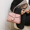 2024 New Niche High-End Stitched Fashion Handbag with High-Quality Horseshoe Buckle, Single-Shoulder Crossbody Small Square Bag